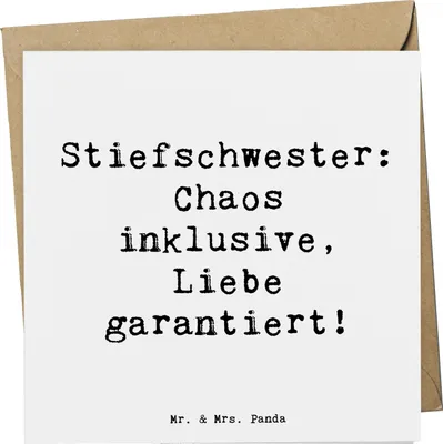 Produktbild von Mr. & Mrs. Panda Glückwunschkarte Spruch Stiefschwester Liebe - Weiß - Geschenk, Handgemacht, Lächeln, Grußkarte, persönliche Erinnerungen, faltkarte, anlasskarte
