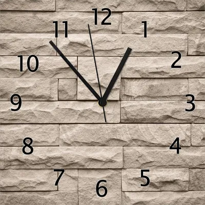 Produktbild von Wallario Design Wanduhr Steinwand grau-braun aus Echtglas, Größe 30 x 30 cm
