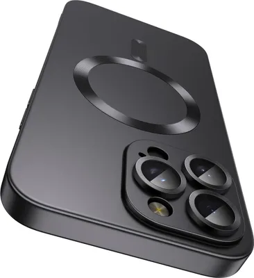 Immagine prodotto di Custodia magnetica per iPhone 16 Pro, custodia protettiva in silicone opaco con protezione dell'obiettivo, compatibile con MagSafe Nero