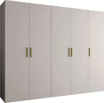 Produktbild von MEBLE KRYSPOL Schrank 250x202x52 cm mit Kleiderstange, 5xTür, BARI, Kaschmir, Griff Gold
