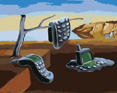 Produktbild von Zuty - Malen nach Zahlen - GESCHMOLZENE HANDYS - INSPIRATION SALVADOR DALÍ, 40x50 cm, mit Keilrahmen (bereits gespannt)