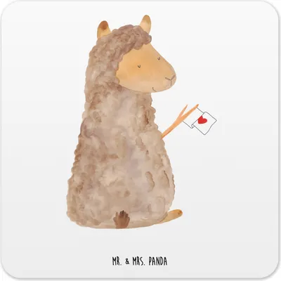 Produktbild von Mr. & Mrs. Panda Untersetzer für Gläser Alpaka Fahne 15er Set - Weiß - Geschenk, Tassen, Glas-Untersetzer, Liebe, Lamas, Lama, Coaster, Tischuntersetzer, Alpakas