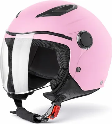 Produktbild von VINZ Magic Kinder Jethelm | Kinder Motorradhelm in Gr. YS - YXL | Jethelm mit Visier für Roller / Motoroller / Motorrad - Rosa | YL (51-52 cm)