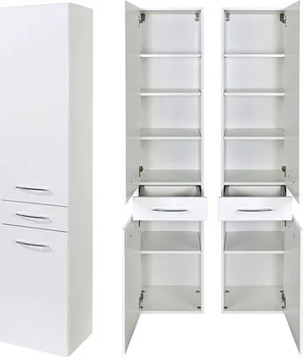 Produktbild von Hochschrank 2-trg & Schubkasten FLORIDO-03 Hochglanz weiß, B x H x T: ca. 40 x 180 x 35 cm