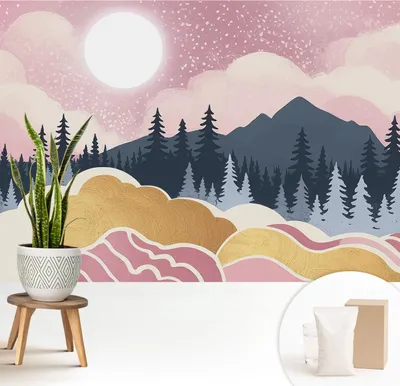 Produktbild von Fototapete  - 208x146 cm - Tapete - Wandtapete - Wandbilder  - Dekofolie - Tapete Folie - Wand - Dekoration - Wohnzimmer - Rosa Sonnenuntergang
