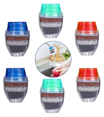 Produktbild von Mini-Wasserhahnfilter Mit Aktivkohle, 6er-Pack, Rund, Für Küche Und Bad, Kokosnuss-Aktivkohlefilter Für Gesundes Trinkwasser