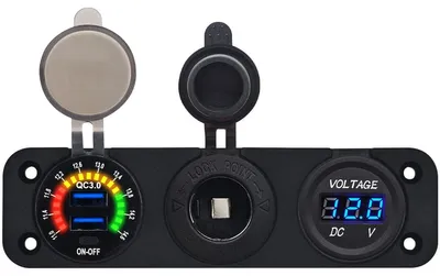 Produktbild von ProRide 12V USB-Ladegerät 2 Anschlüsse QC3.0, Voltmeter, 12/24V