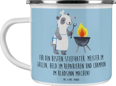 Produktbild von Mr. & Mrs. Panda Motivtasse Bester Stiefvater - Blau Pastell - Geschenk, Stiefkinder, Teetasse, Wertschätzung, Reisebecher, Pott, becher emaille, Freude, Haferl, Familie
