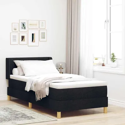 Produktbild von Boxspringbett mit Kopfteil Schwarz und Weiß 90 x 200 cm Stoff