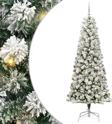 Image de vidaXL Arbre de Noël artificiel pliable vert et blanc 180 cm