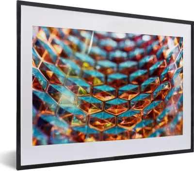 Produktbild von MuchoWow® MuchoWow® Gerahmtes Poster Glashonigwabe 40x30 cm - Poster mit zchwarzem Bilderrahmen - Bilderrahmen - Poster im Rahmen