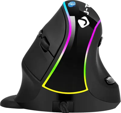 Productafbeelding van Verticale muis, bedraad, USB, met kabel, RGB-verlichting, tot 3200 DPI, ergonomisch
