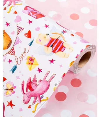 Zdjęcie produktu dla Rola papieru do pakowania, różowe kropki, wzór, 43 cm x 10 m