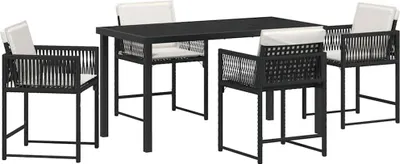 Obrázok produktu pre vidaXL Záhradný jedálenský set 5 ks čierny polyratan