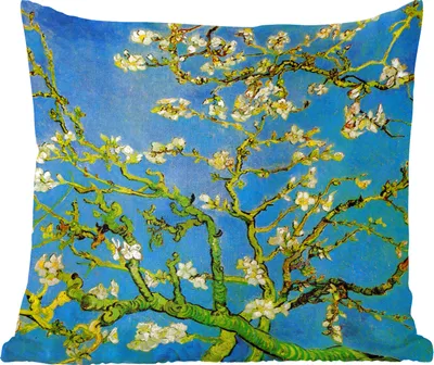 Produktbild von MuchoWow® Zierkissen Sofakissen Wohnzimmer Dekokissen 50x50 cm Mandelblüte - Gemälde von Vincent van Gogh - Komfort - Sofakissen