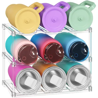 3-laags Flaschenorganizer für 9 Flaschen, durchsichtig, stapelbar