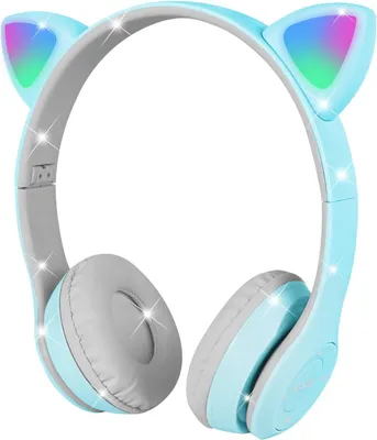 Produktbild von Kopfhörer Kinder, Kinderkopfhörer Bluetooth, Mädchen Katzenohr Kopfhörer Over-Ear mit LED-licht Faltbare Stereo Kopfhörer Kabellose, Kopfhörer Kinder