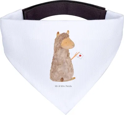 Produktbild von Mr. & Mrs. Panda Dreieckstuch Alpaka Fahne - Weiß - Geschenk, Lama, Alpakas, Hundehalstuch, Halstuch Für Hunde, Hund, Liebe, Hals Tuch, Bandana, Lamas