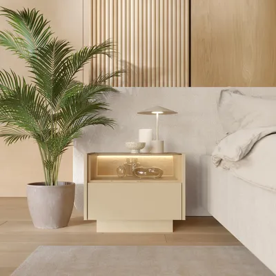 Immagine prodotto di Veirra - Comodino, 53x40x43h cm Marrone Chiaro, un Cassetto