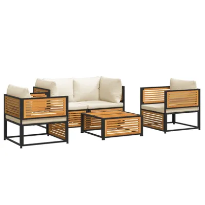 Immagine prodotto di vidaXL Set di divani da giardino 5 pezzi con cuscini in legno massiccio di acacia