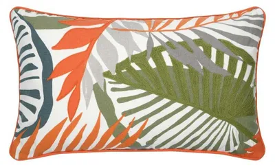 Produktbild von STOF Sofakissen Couchkissen Kissen Zierkissen Paspel Baumwolle Blätter beige 30x50 cm