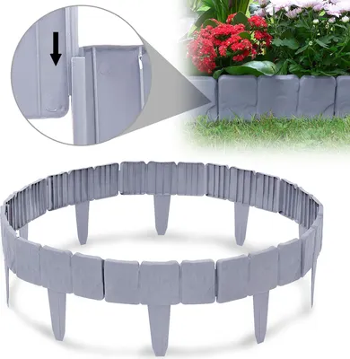 Produktbild von XINZI Rasenkante in Steinoptik Beeteinfassung Rasenkante Kunststoff Beetumrandung Wetterfeste Vielseitig Einsetzbar für Garten,Grau (10m - 40Stück)