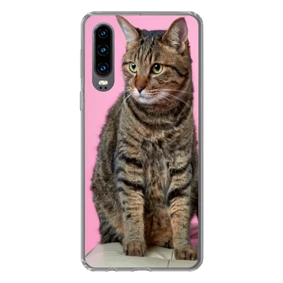 Produktbild von MuchoWow® Handyhülle Schutzhülle Hülle für Huawei P30 Katze - Rosa - Pouf - Mädchen - Kinder - Kinder Silikon Softcase Handy Hülle - Kartenbesitzer