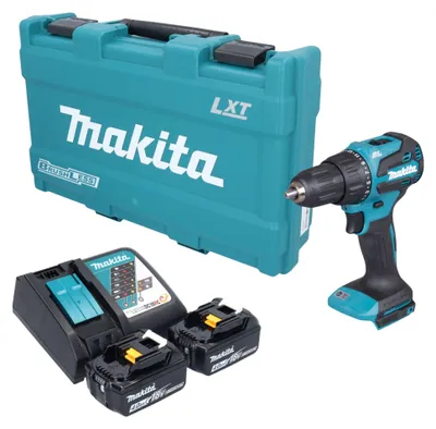 Immagine prodotto di Trapano avvitatore a percussione a batteria Makita DHP 490 RMK 18 V 65 Nm brushless + 2 batterie da 4,0 Ah + caricabatterie + valigetta