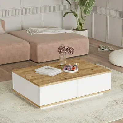 Image de Babila - Table basse, 90x60x29h cm Chêne Marron, 2 Compartiments