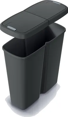 Produktbild von Abfallbehälter Prosperplast COMPACTA Q DUO, 50 l recycelt schwarz mit schwarzem Deckel