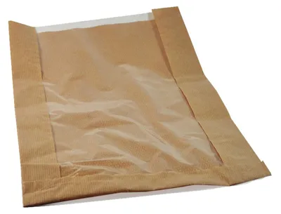 Produktbild von 1000x Papierfaltenbeutel für Brotlaib rund 26 + 7 x 40 cm mit Fenster 19cm