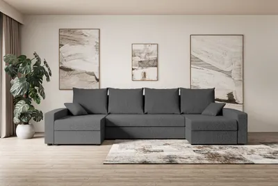 Produktbild von ALTDECOR Ecksofa mit Schlaffunktion und Bettkasten Corner Sofa Eckcouch Couch U-Form universal, links/rechts angeordnet Schlafcouch Ausziehbar Wohnlandschaft  ALESIA-U - 301x140x90cm Grau