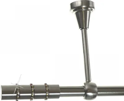 Produktbild von Gardinenstange Set Edelstahl Look Metall Ø 19mm zur Deckenbefestigung 1-lauf Kristall, Länge wählbar D18E67