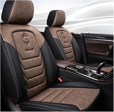 Imagen del producto de Fundas universales para asientos, juego completo, para VW T-Cross, T-Roc, T-Roc Sport, Caravelle, Sharan, Passat S. Piezas para automóviles, impermeables, color café
