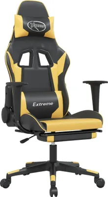 Obrázek produktu pro herní židle vidaXL s masáží a podnožkou Black Golden Faux Leather
