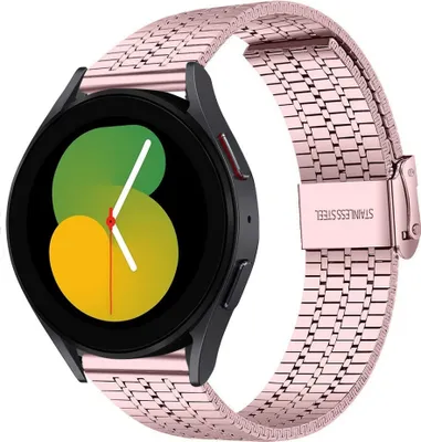 Produktbild von Strap-it Edelstahlarmband - Kompatibel mit Samsung Galaxy Watch 5 Armband 40mm Ersatzarmband Edelstahl - Verstellbarer Verschluss - Hochwertiges Material - für Smartwatch 20mm Armband Rosa