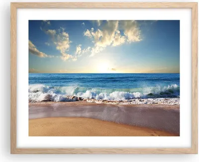 Produktbild von Gerahmtes Poster - Rahmen in heller Eiche - Meer Ufer Wasser - 50x40 cm - Wand Bild - Wanddeko - Wandbilder - Kunstposter - Wandposter - Bilderrahmen - Bilder - Kunstdruck - Wandbild - P2NAA50x40-3551