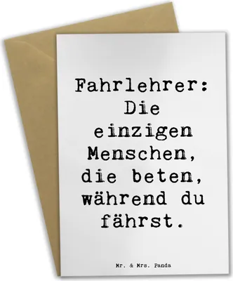 Produktbild von Mr. & Mrs. Panda Grußkarte Spruch Fahrlehrer Engel - Weiß - Geschenk, Berufsgestaltung, dankeskarten, Beruf, firmungskarte, Fahrausbildung, Fahrunterricht, Berufsalltag
