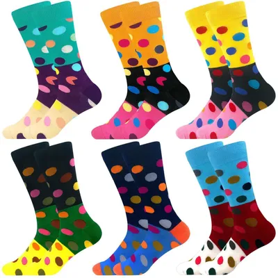 Produktbild von Bunte Baumwollsocken mit lustigem Muster, 6 Paar, Größe L-XL