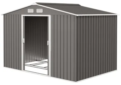 Produktbild von Gartenhaus mit Schiebetš¹ren, 2,77 x 1,95 x 1,92 cm, Metall, grau