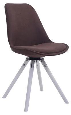 Productafbeelding van CLP bezoekersstoel Troyes, bekleed met stof, ronddraaibaar, met ronde houten poten, bruin frame, witte bekleding