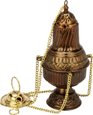 Produktbild von NKlaus Weihrauchschwenker Messingfarben Antik 18x9cm Weihrauchgefäß Räuchergefäß 15016