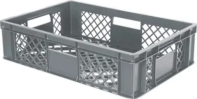 Produktbild von 90 Stück Eurobehälter durchbrochen/Bäckerkiste, LxBxH 600 x 400 x 150 mm, PE-HD, lebensmittelecht, grau, Palettenware
