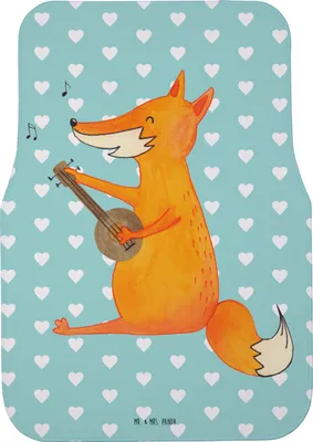 Produktbild von Mr. & Mrs. Panda Fußmatte Auto Fuchs Gitarre - Türkis Pastell - Geschenk, Autoteppich, Automatte, Singen, Optimistisch, Auto-Fußmatte, Musiker, Musik, Fürs, Teppich