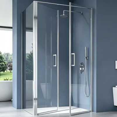 Image de doporro Cabine de Douche Montage Réversible Rectangulaire 90x90x195cm Paroi de Douche avec Receveur de Douche Porte Pivotante en Verre Transparent de 8mm Ravenna66K
