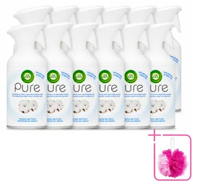 Imagen del producto de 12 aerosoles Air Wick - Aroma a suavidad de algodón - 250 ml - Paquete económico - 12 unidades