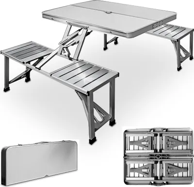 Produktbild von CASARIA® Klapptisch mit Stühlen Wetterfest Klappbar Campingtisch-Set Gartentisch Esstisch Falttisch Klappbänke Biertischgarnitur