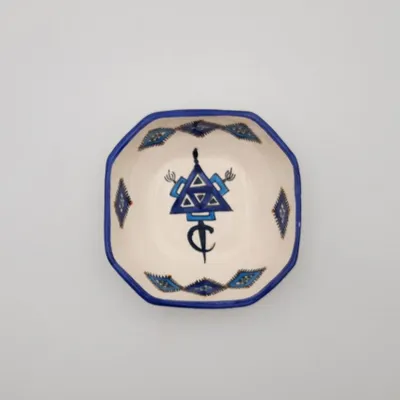 Image de Plat octogonal Sahel bleu - L 16 cm