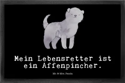 Produktbild von Mr. & Mrs. Panda Eingangsmatte Affenpincher Lebensretter 50 x 75 cm - Schwarz - Geschenk, Schmutzmatte, Outdoor-Matte, Fußabtreter, Fußabstreifer, Bodenvorleger
