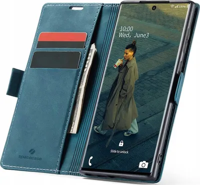 Image de Etui téléphone avec rabat SPACECASE Wallet pour Galaxy Note 20 Ultra Bleu